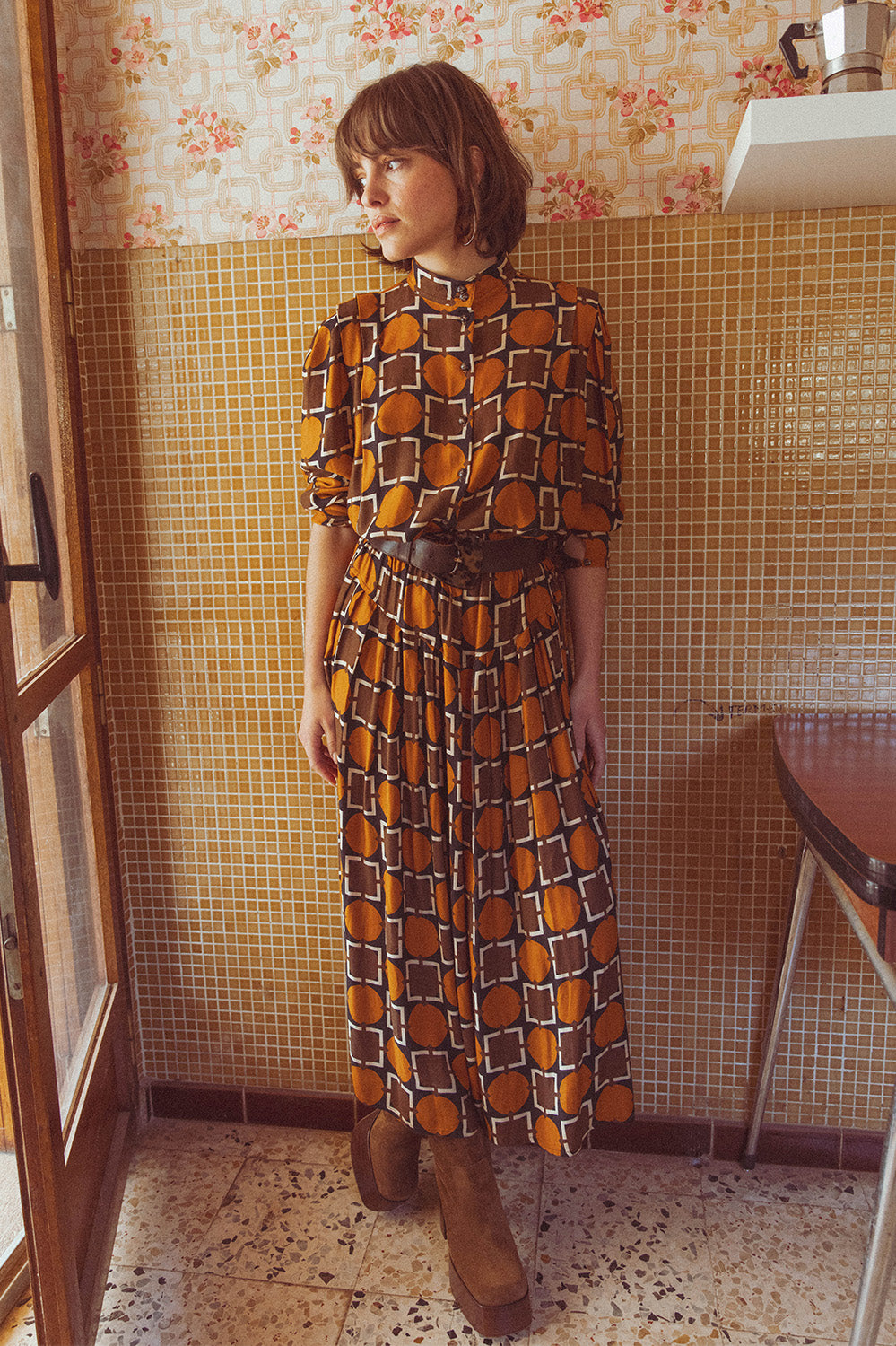 Jupe longe fluide orange