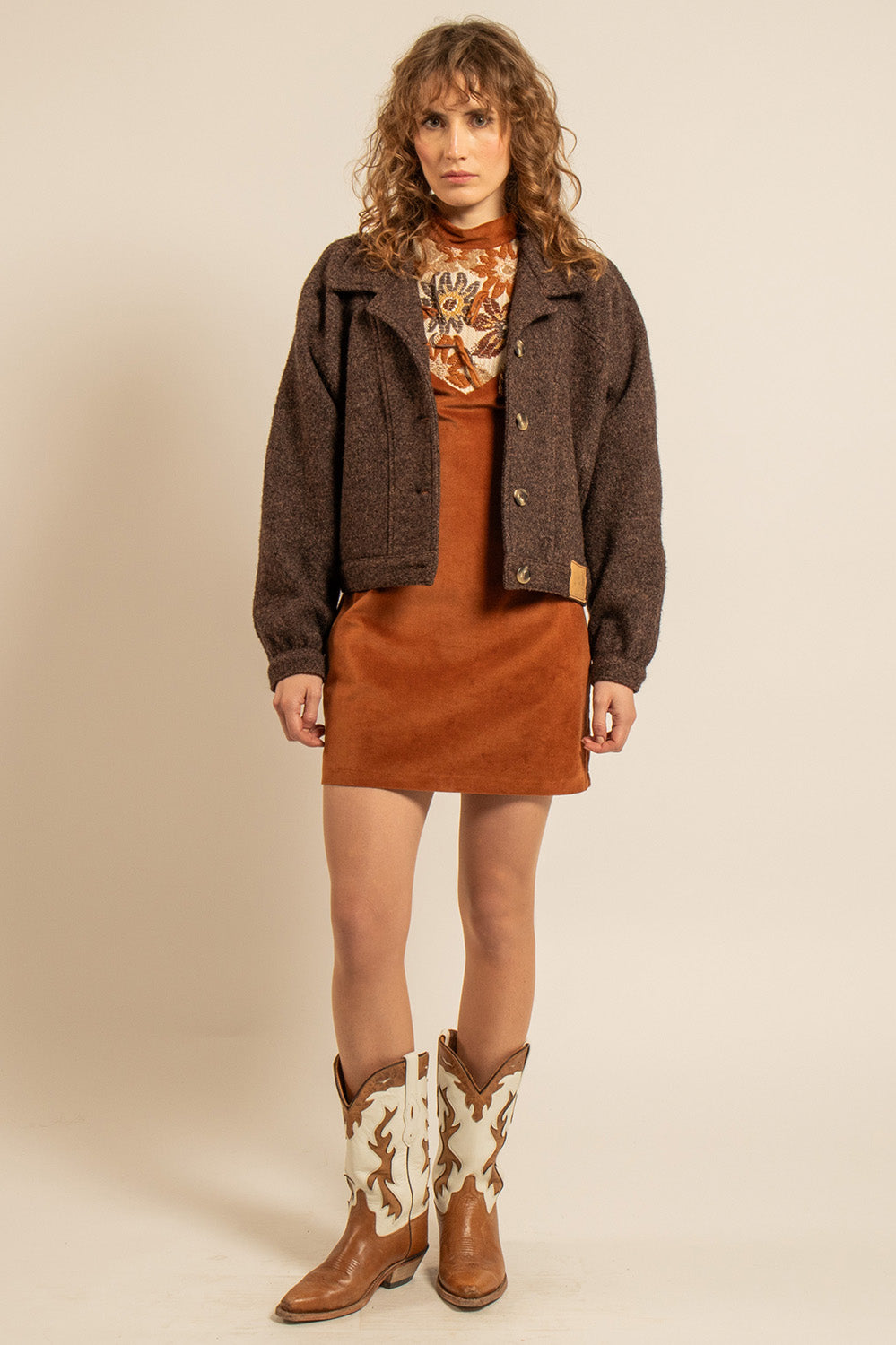 BLOUSON LAINE EMILIA - Marron