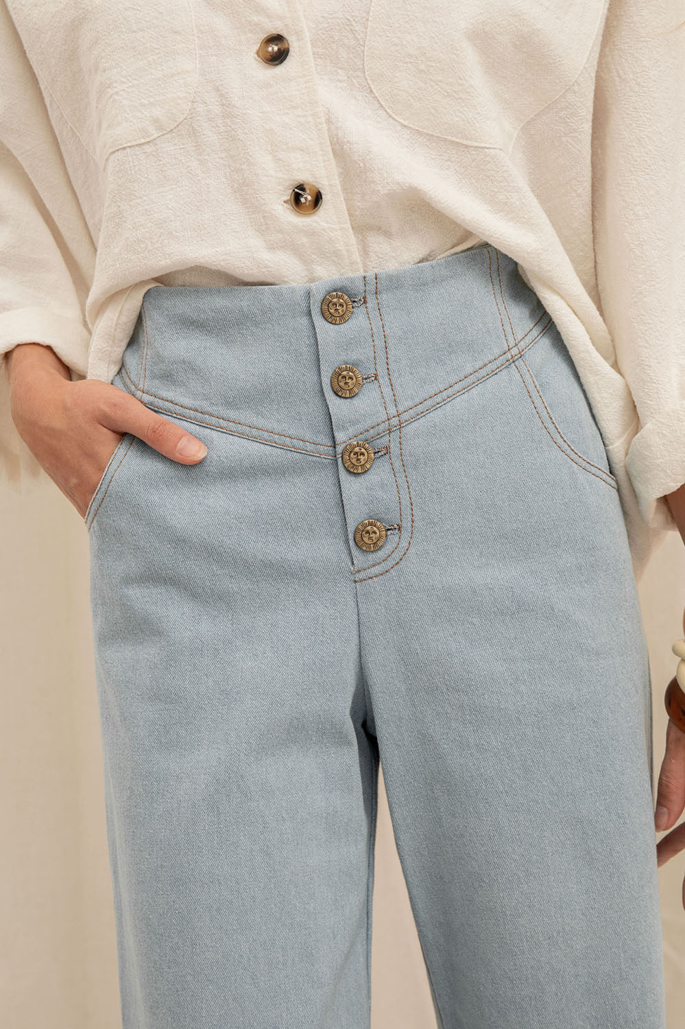PANTALON MARIA - DENIM BLEU DÉLAVÉ