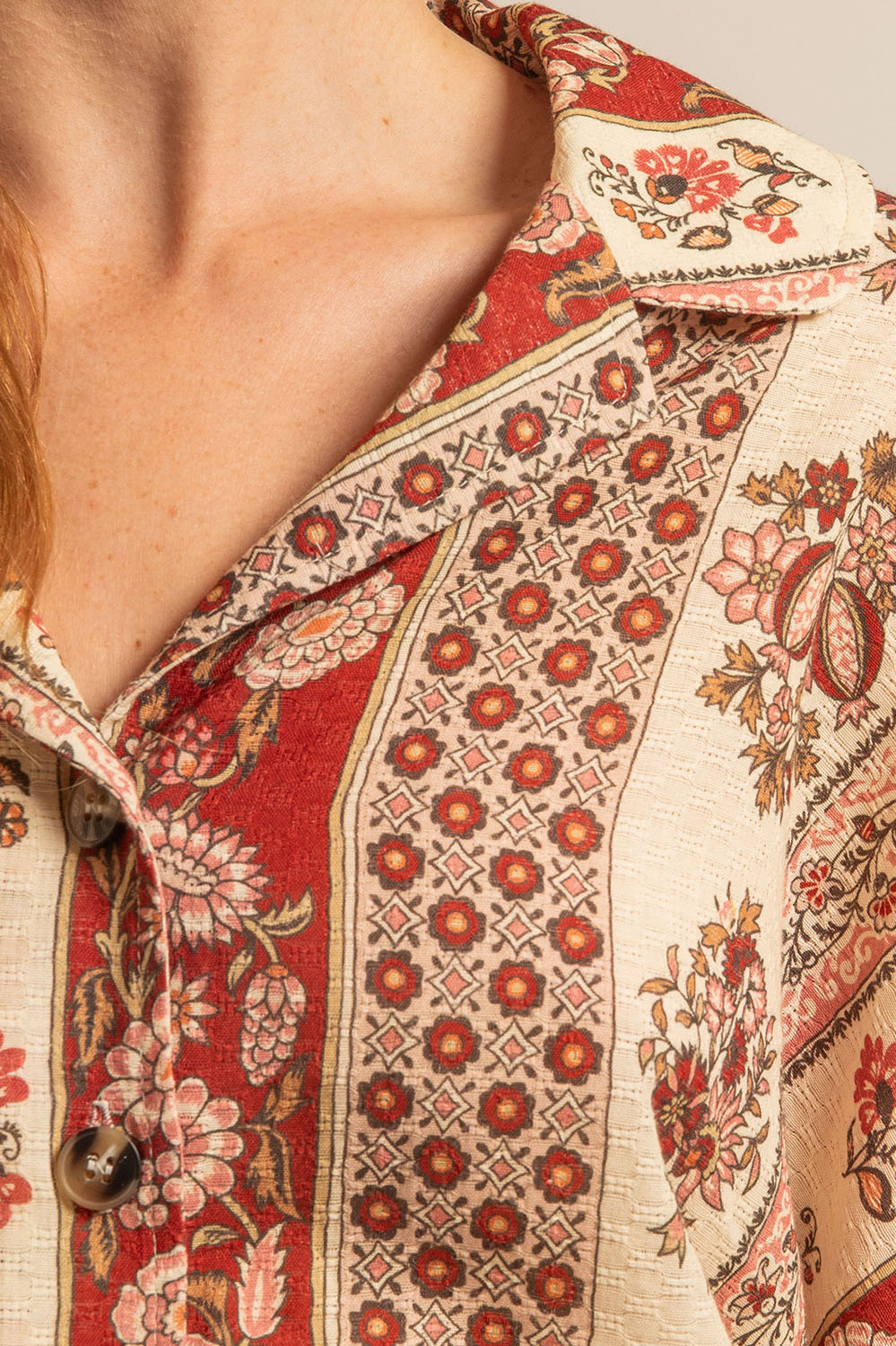 chemise oversize en coton motif Provence, manches kimono, fabriquée en France