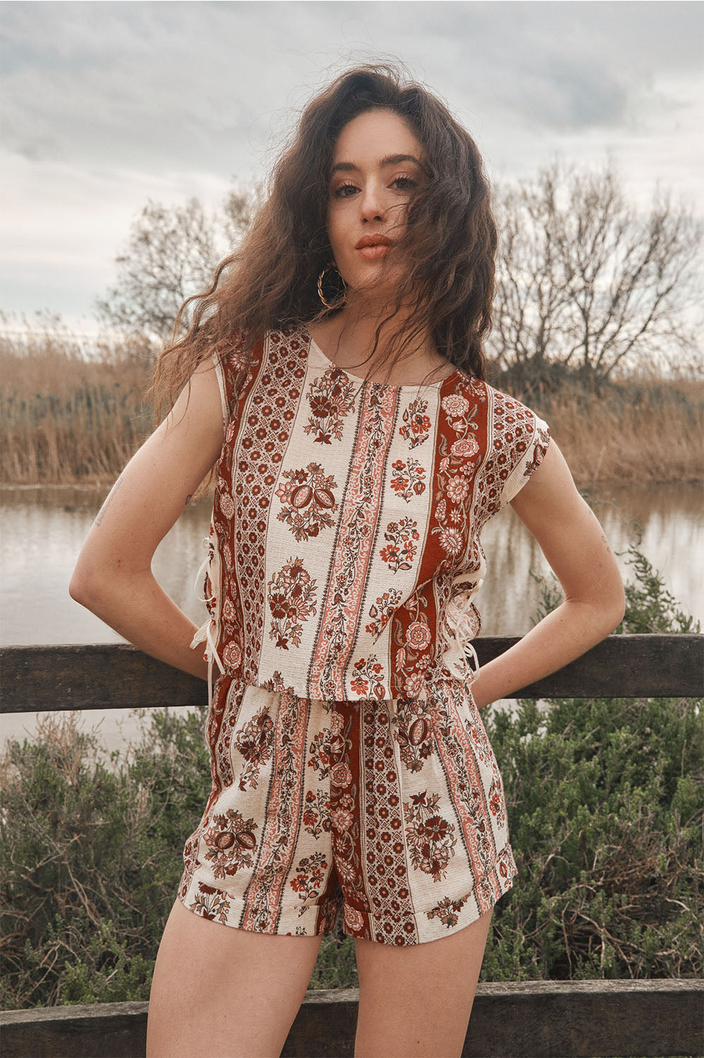 top sans manches en coton motif Provence, fabriqué en France