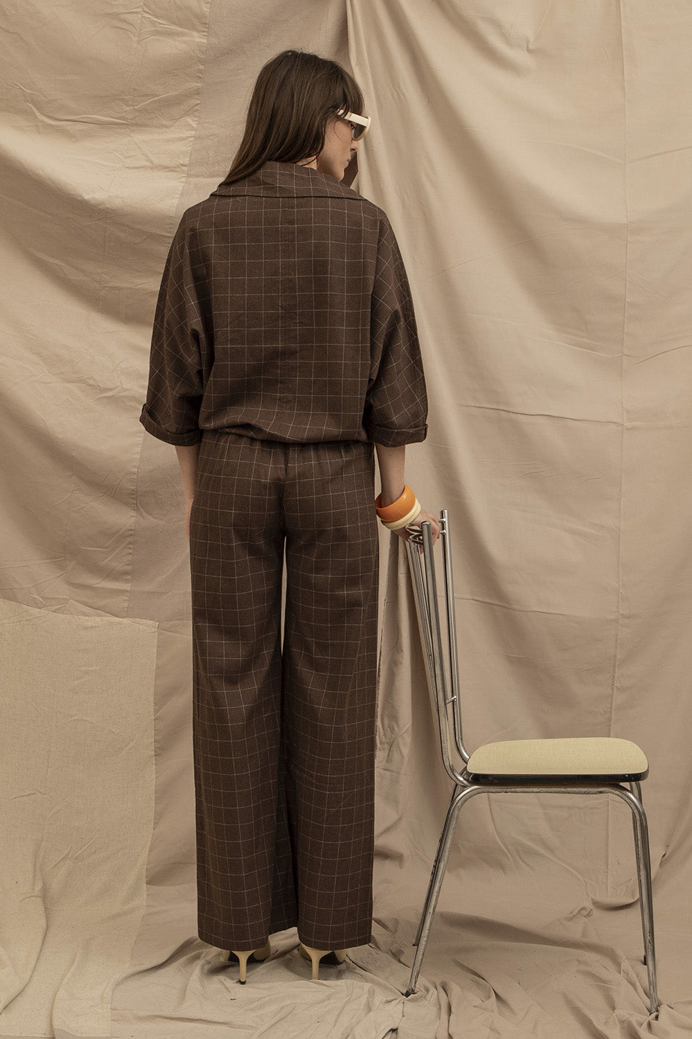 pantalon en flanelle à carreaux