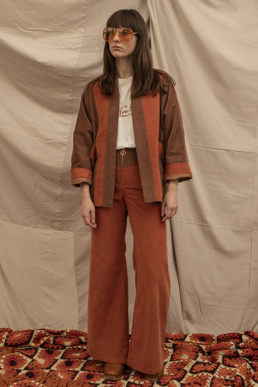 veste kimono en velours côtelé