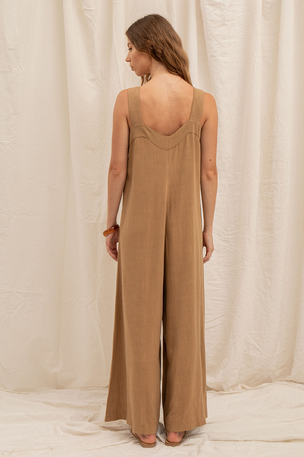 combinaison ample en lin et viscose latte, fabriquée en France