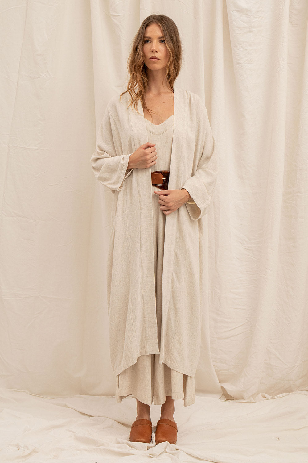 combinaison ample en lin et viscose naturel, fabriquée en France
