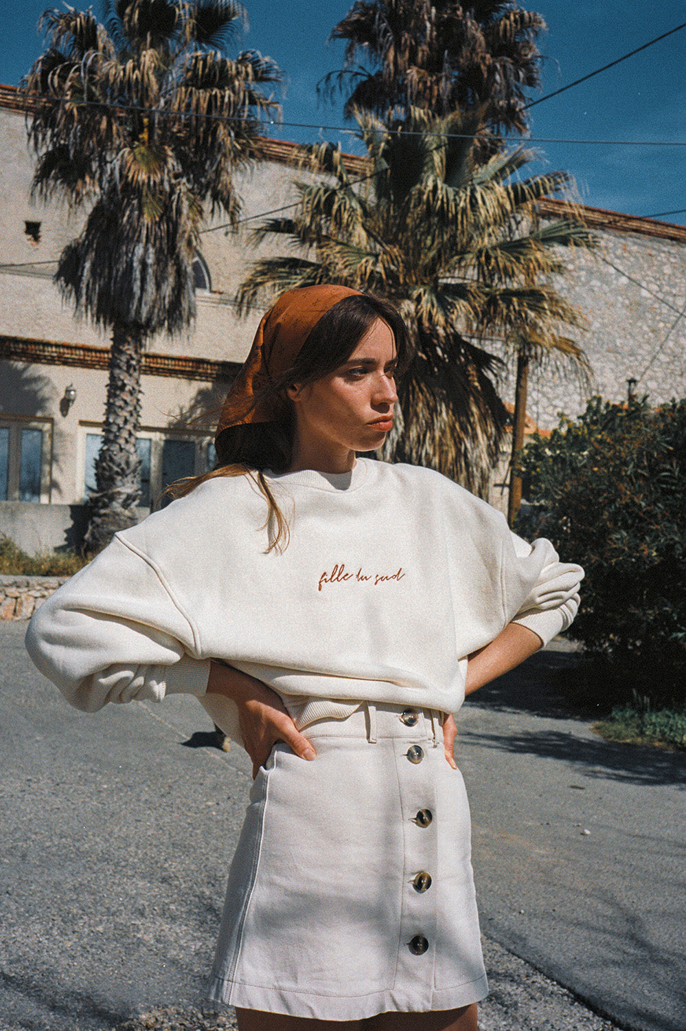 sweat-shirt chaud coton bio ivoire orange