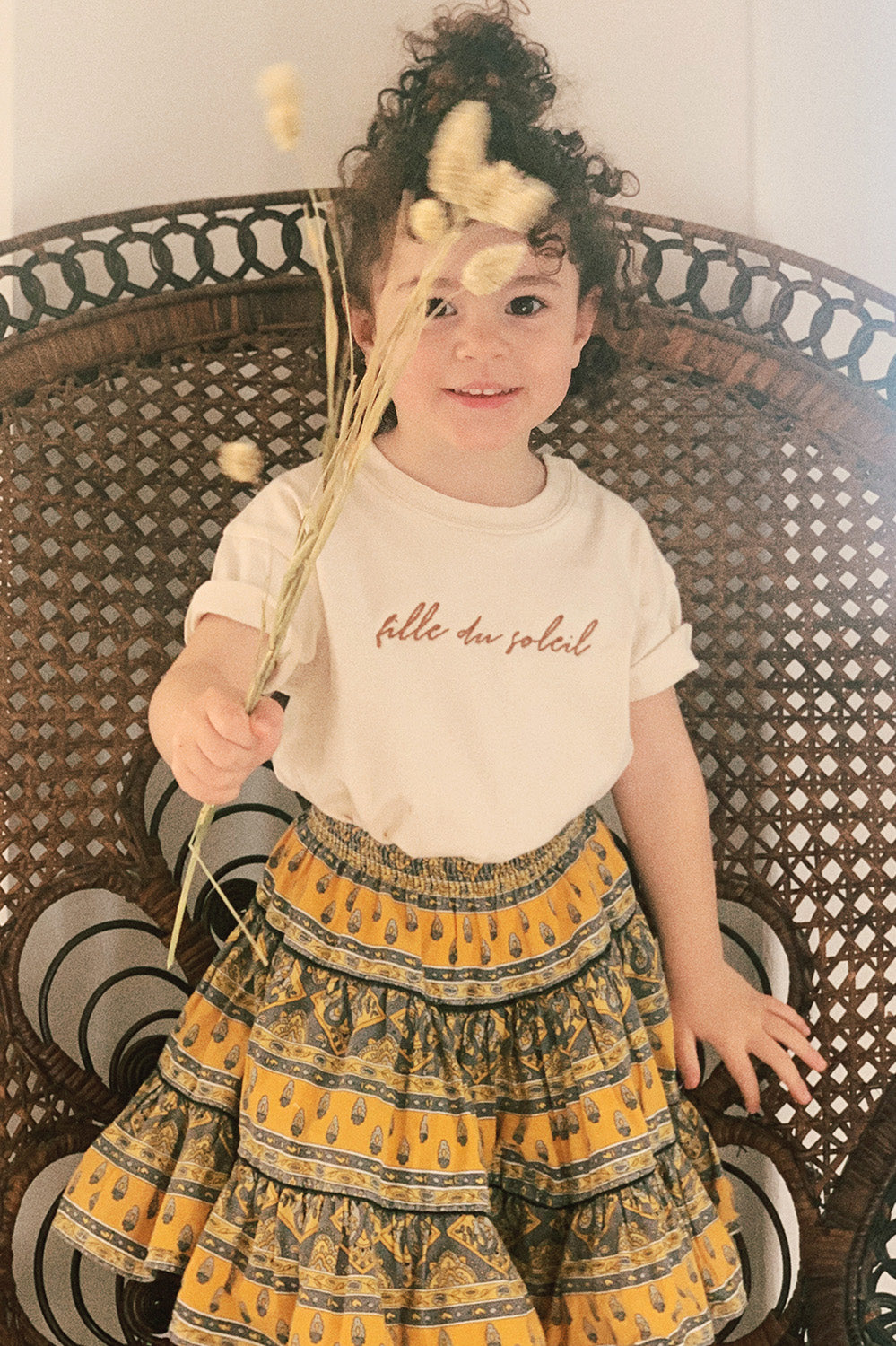 tee-shirt coton brodé fille du soleil fillette