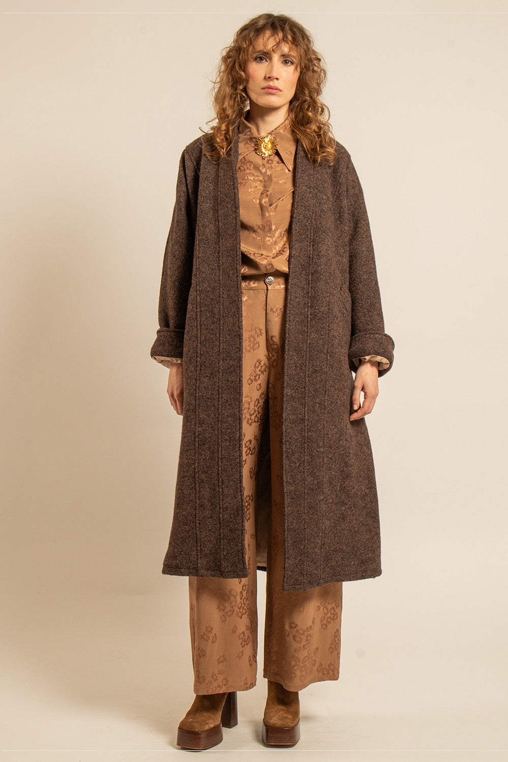 MANTEAU LAINE CLAUDIA - Marron