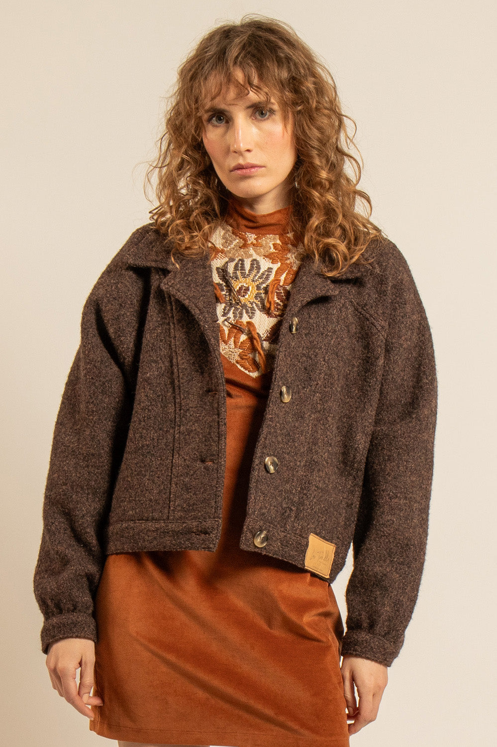 BLOUSON LAINE EMILIA - Marron