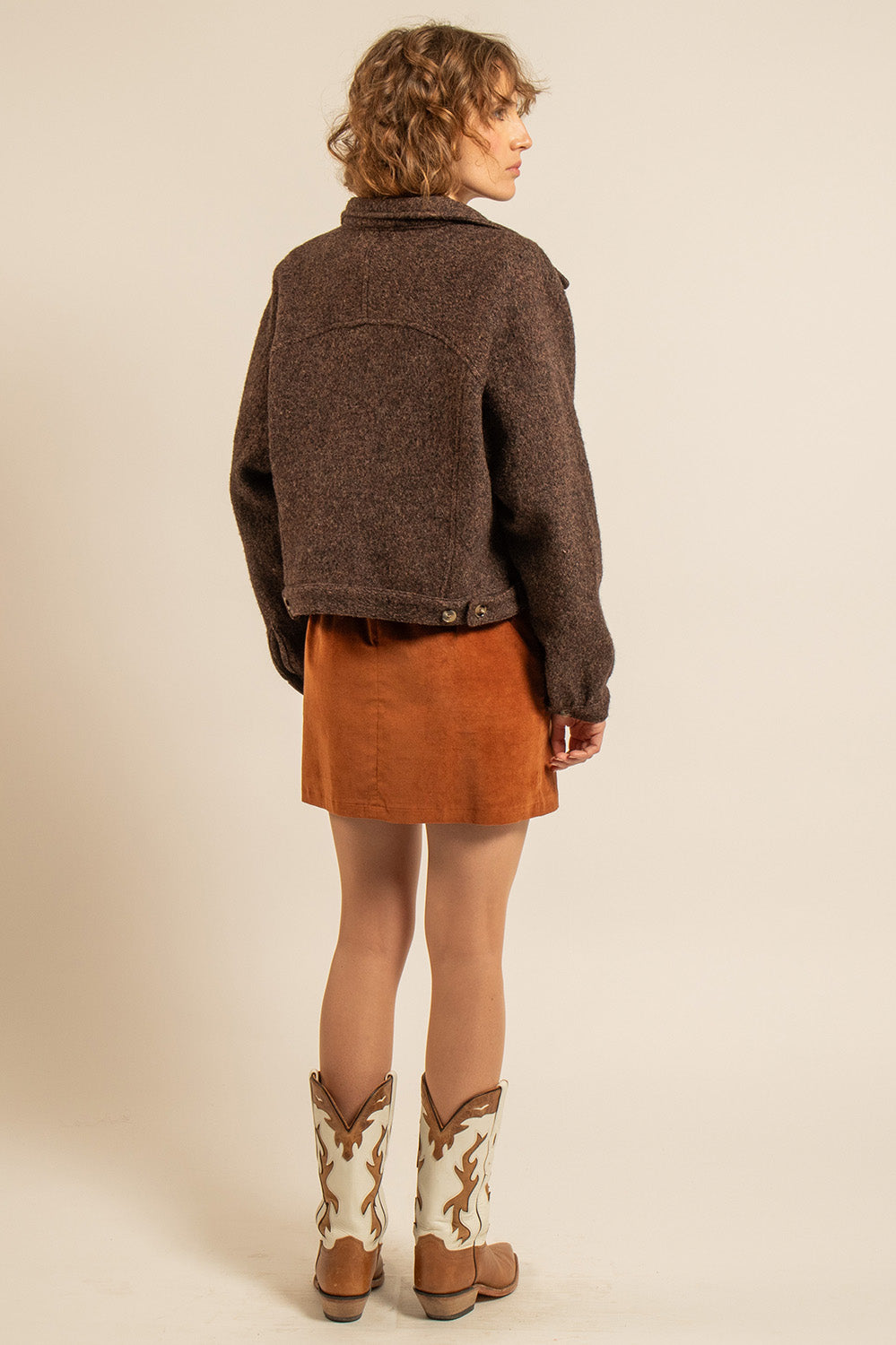 BLOUSON LAINE EMILIA - Marron