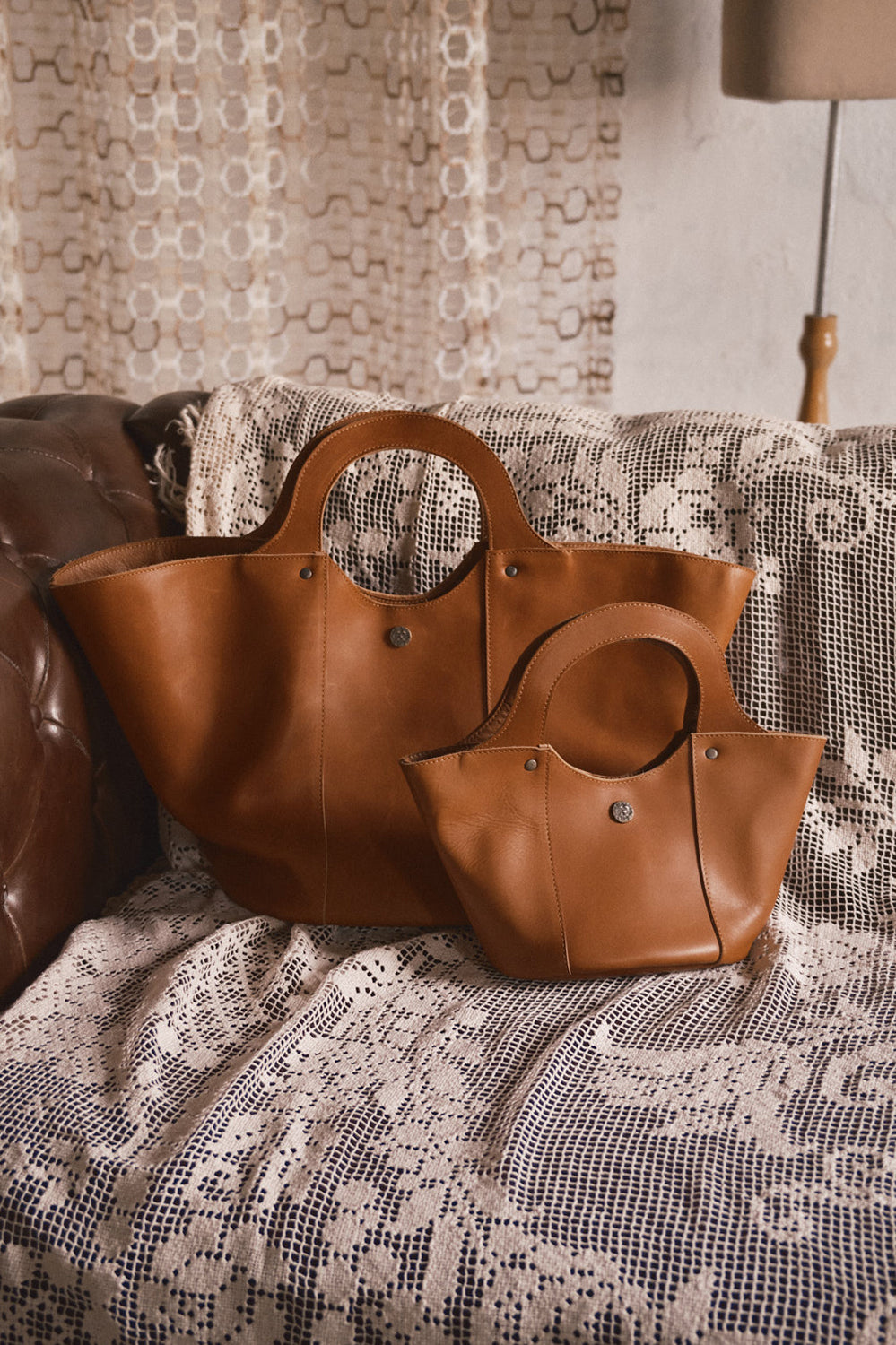 Cabas cuir Mélanique - Cognac