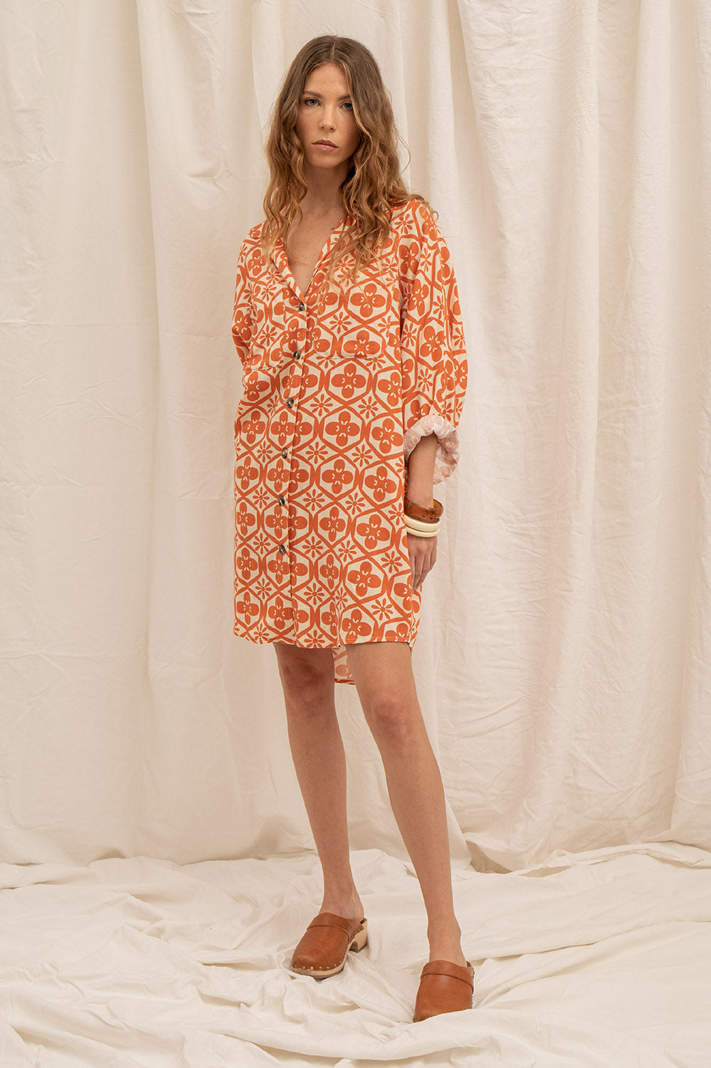 robe chemise oversize imprimé orange 