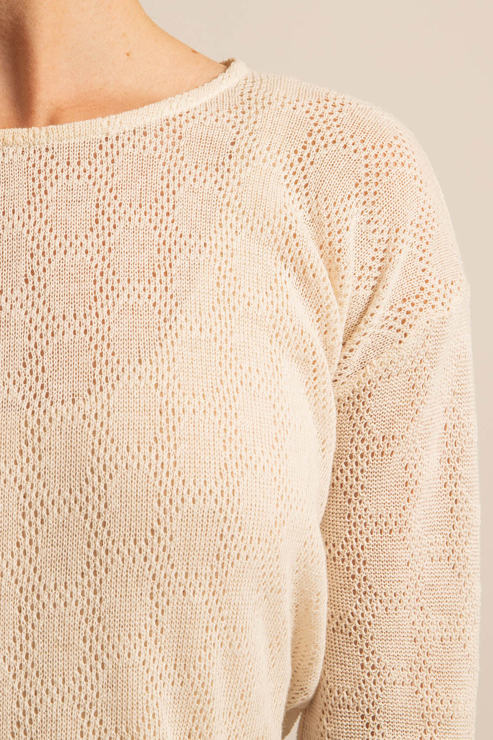 top manches longues en maille ajourée rétro, fabriqué en France