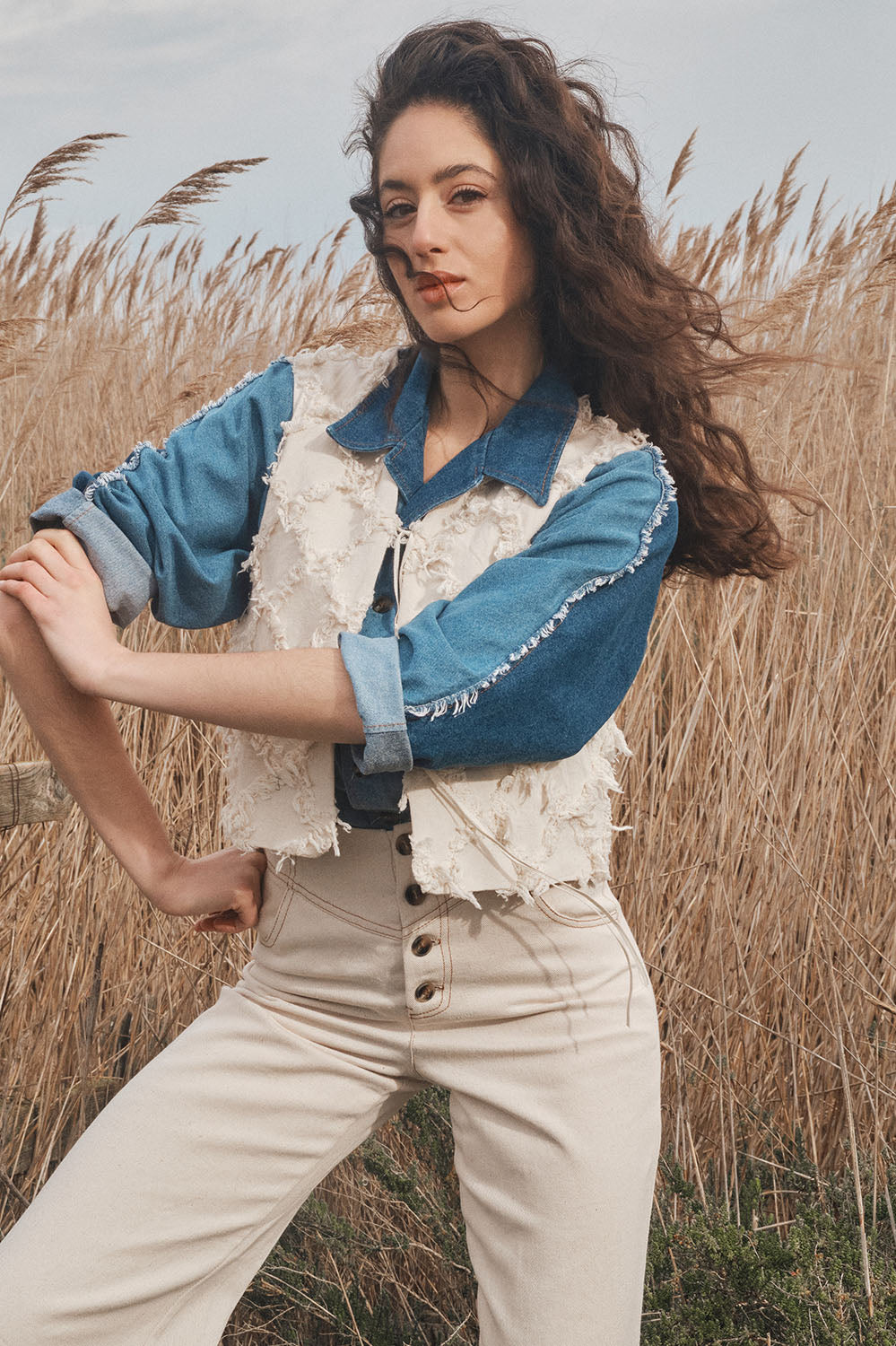 chemise en denim bicolore bleu, coupe ample, fabriquée en France