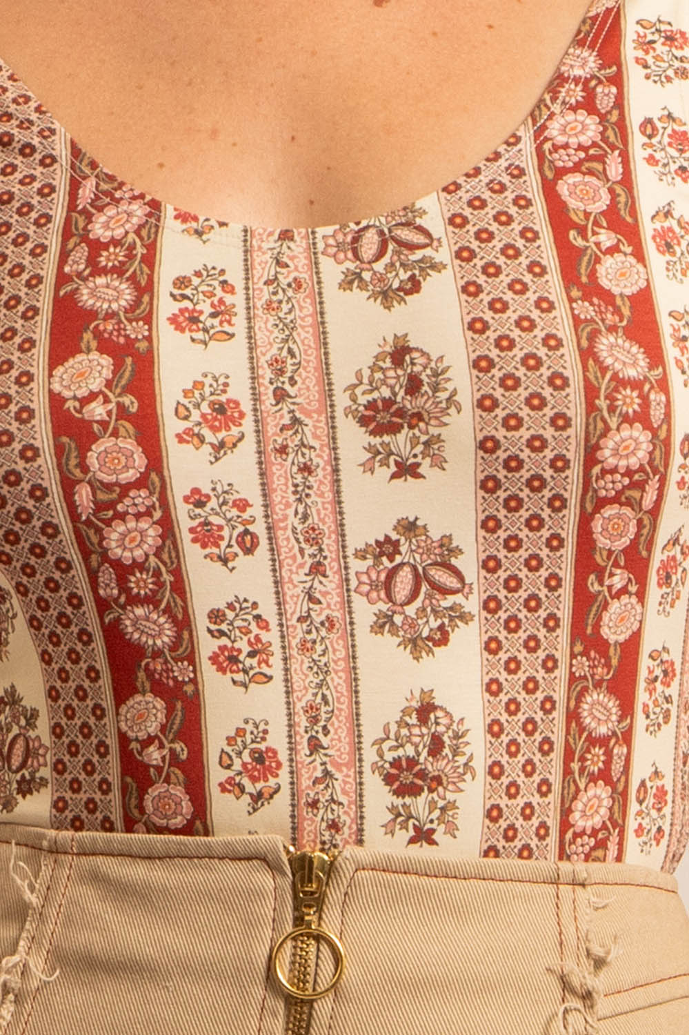 body en coton stretch motif Provence, dos nu, fabriqué en France