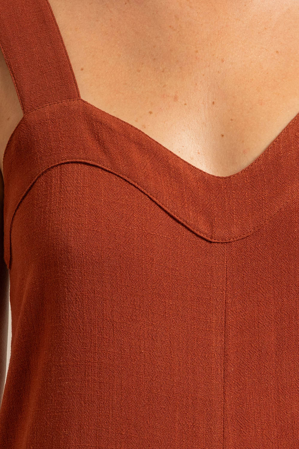 combinaison ample en lin et viscose tomette, fabriquée en France