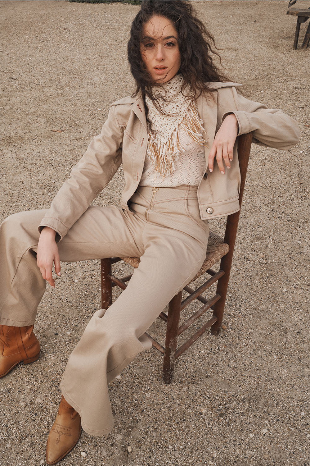 BANDANA À FRANGES - Naturel