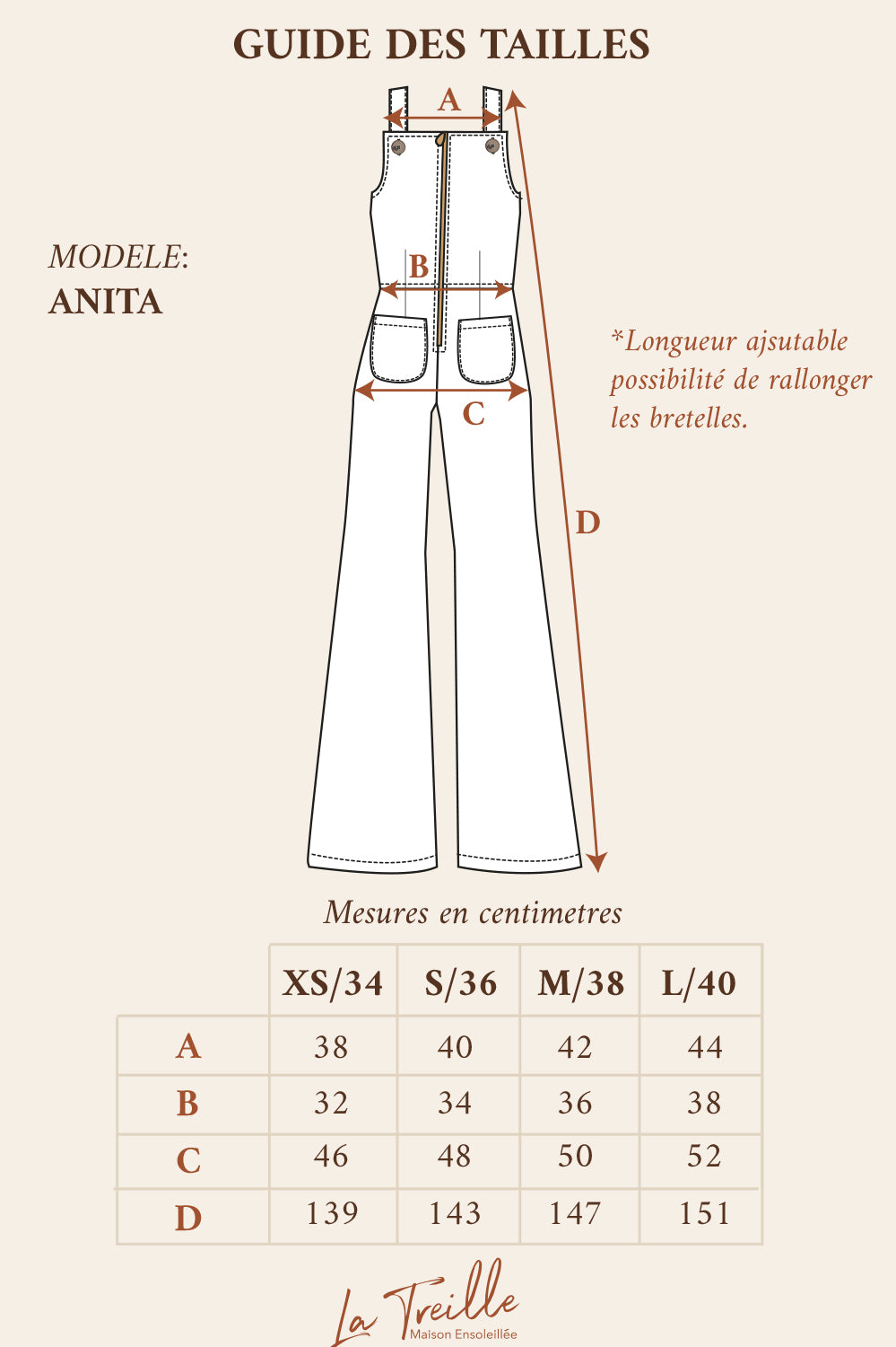 guide de taille de la salopette anita la treille maison ensoleillee