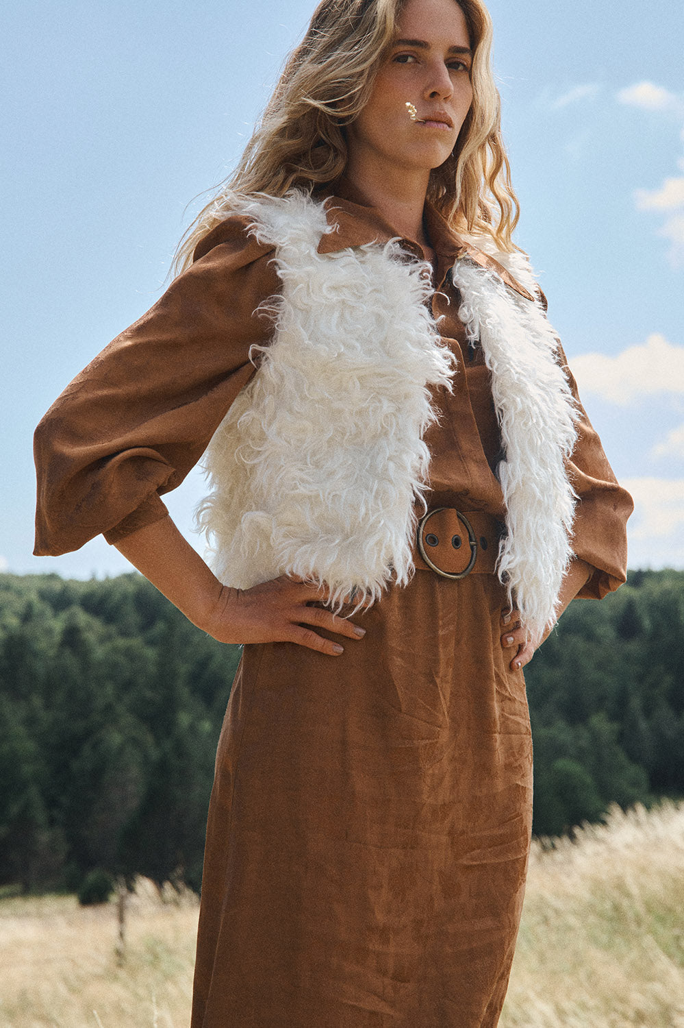 GILET JANIS - Mohair jacquard reversible